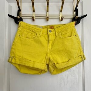 Anthropologie 27 4 6 Pilcro Yellow Roll-Cuff Jean Shorts Denim Cotton